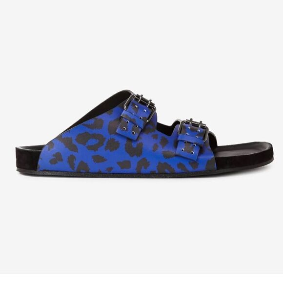 THE KOOPLES BLUE LEATHER LEOPARD-PRINT SANDALS NIB size 41 main image 9